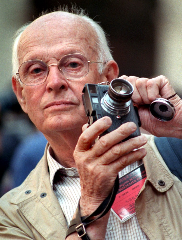 French photographer Henri Cartier-Bresson is seen in this 1989 photo. Cartier-Bresson, almost invisible to the public, hated to have his photograph taken.