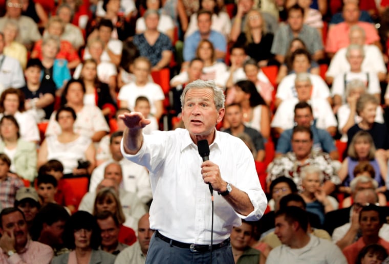 U.S. President Bush speaks during a campaign stop in Niceville, Florida.