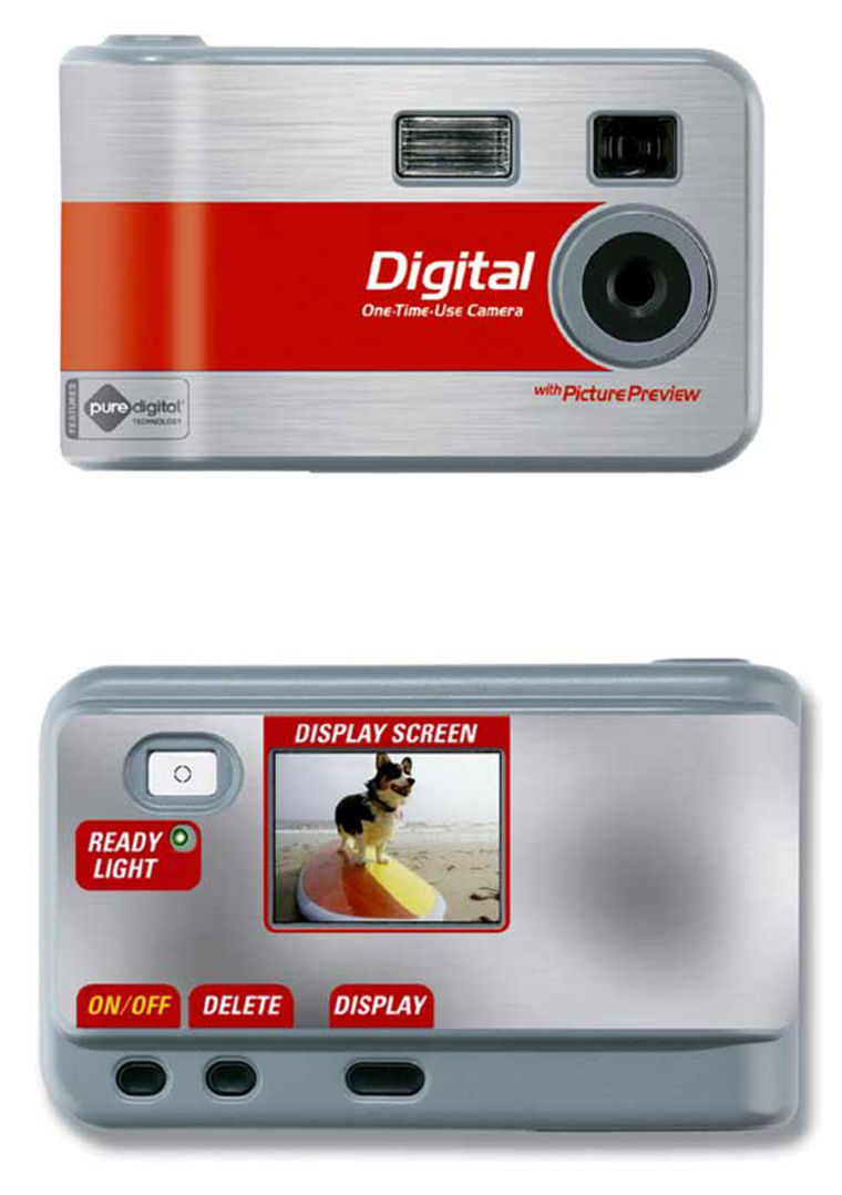 Two views of the new world's first disposable digital camera which will be marketed by CVS Pharmacy