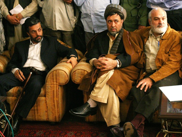 Afghan presidential candidates attend a joint press conference in Kabul