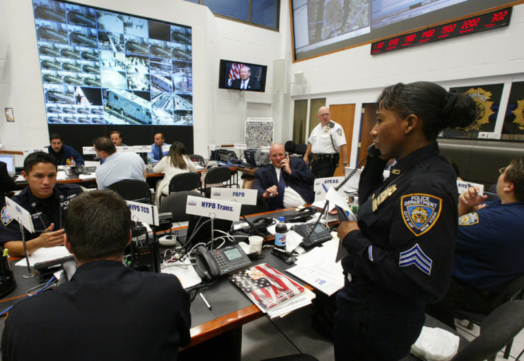 Tucked away in a windowless, eighth-floor room at an undisclosed location in Manhattan, N.Y., members from a variety of military and police units direct a massive security effort, as the start of the Republican National Convention nears.