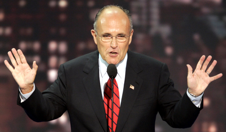 Former New York Mayor Rudy Giuliani addresses the evening session of the 2004 Republican National Convention