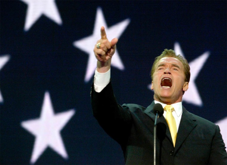 California Governor Arnold Schwarzenegger speaks at Republican convention in New York