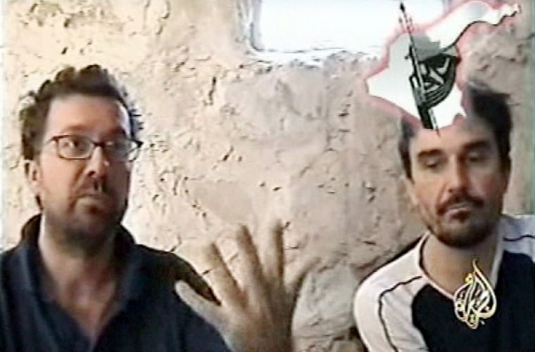 French hostages speak in a videotape aired on Arabic television station Al Jazeera