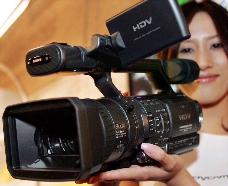 Sony Corporation unveils its HDR-FX1 digital high-definition video camera recorder in Tokyo