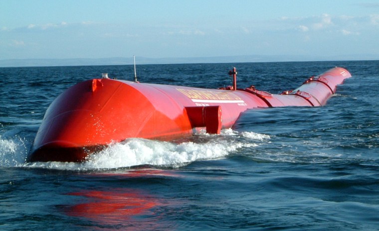 Three wave power turbines like this one will be installed off Portugal.