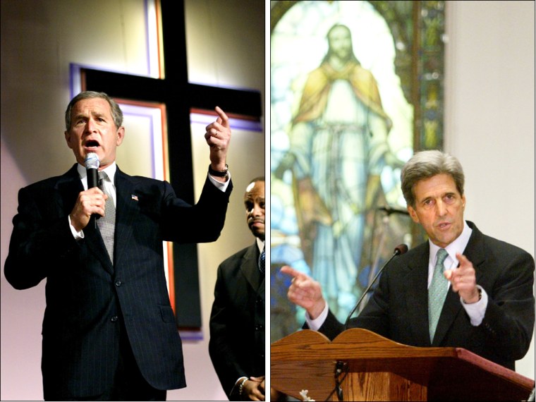 President Bush has targeted conservative white evangelical voters with a specifically religious appeal. Sen. John Kerry has sought to attract socially conservative religious voters by addressing social justice and moral values, with little reference to his own Catholicism.