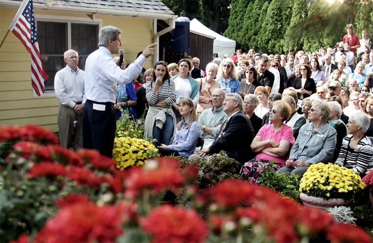 U.S. Democratic presidential nominee Kerry speaks at front porch discussion in Minnesota