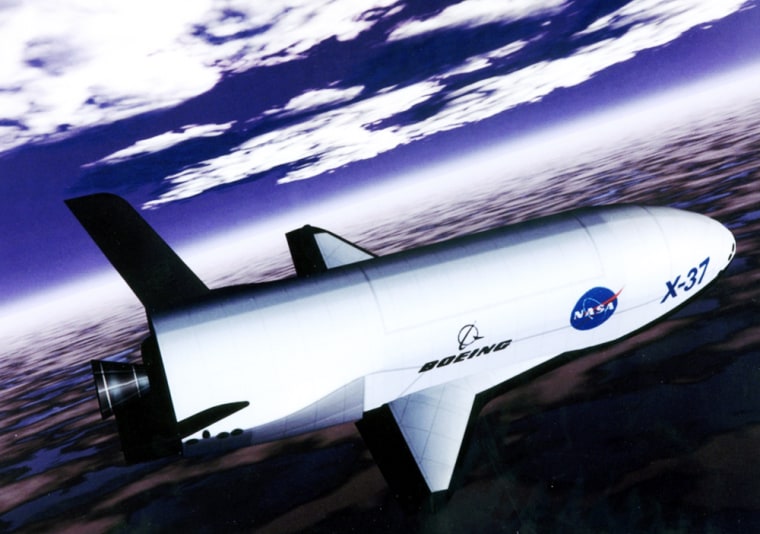 An artist's conception shows the X-37 space plane in orbit.