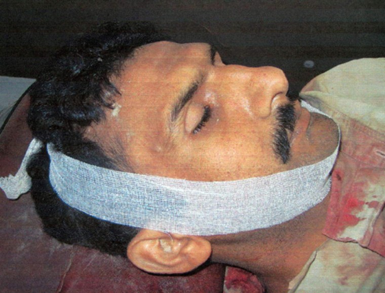A handout photo of the dead body of Pakistani militant Amjad Hussain Farooqi who was killed after the encounter in the small southern city of Nawabshah