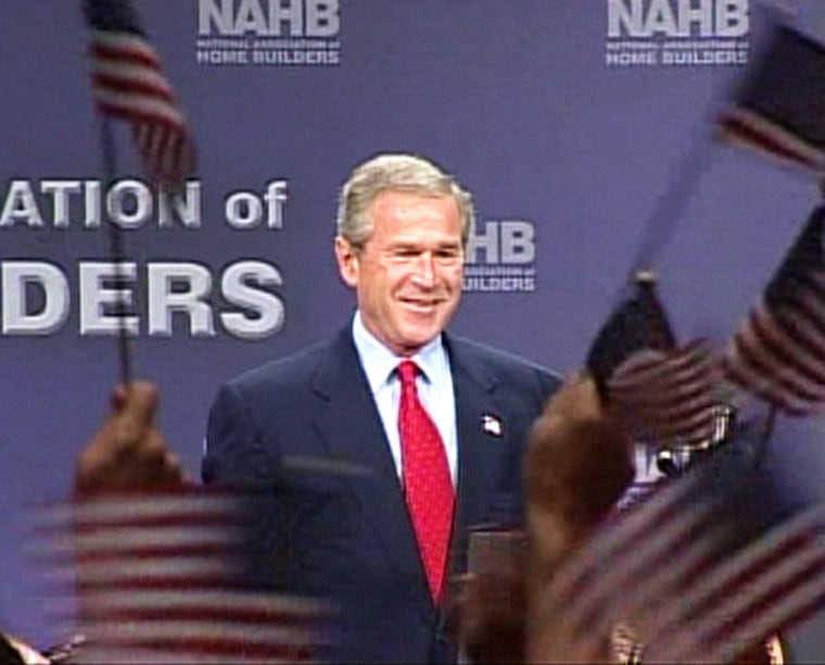President Bush is greeted at a rally of the National Association of Home Builders in Ohio on Saturday.