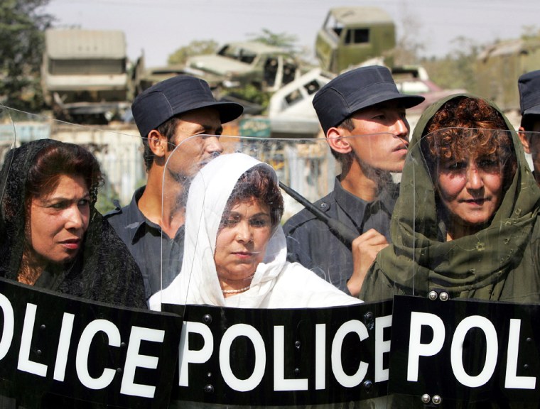 Afghan police train in riot gear in Kabul