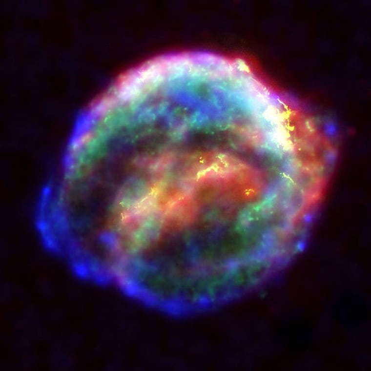 A new image of Kepler's supernova combines data from the Hubble, Chandra and Spitzer space telescopes.