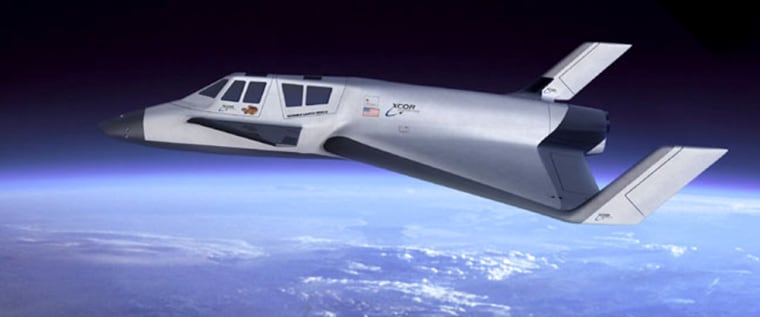 An artist's conception from XCOR Aerospace shows a suborbital space passenger vehicle in flight.