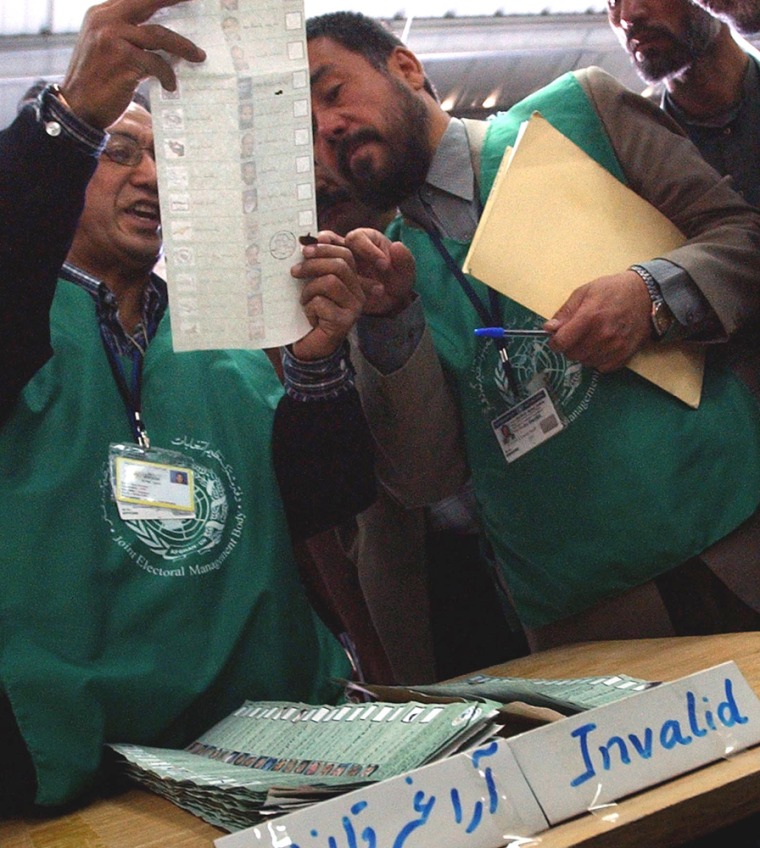 U.N. WORKERS CHEKS THE VALIDITY OF BALLOT PAPERS
