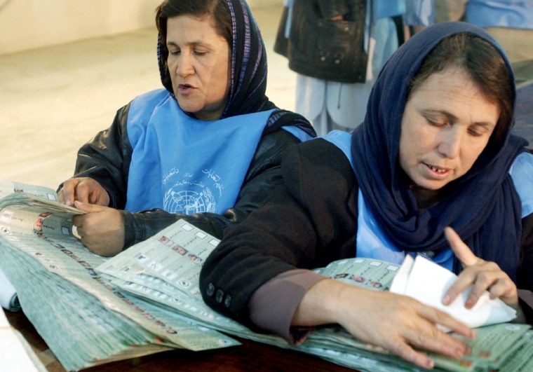 Afghan election workers count ballot pap