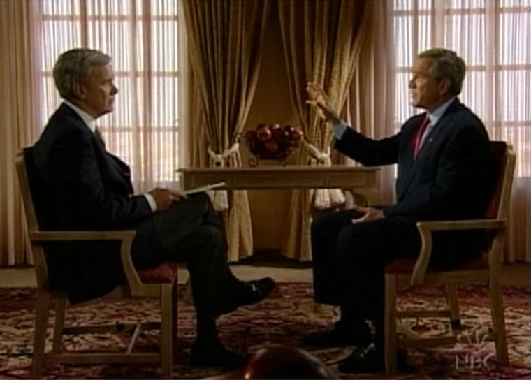 President Bush talks with Tom Brokaw.