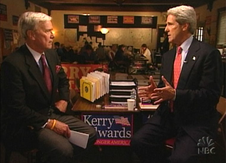 Sen. John Kerry talks with Tom Brokaw.