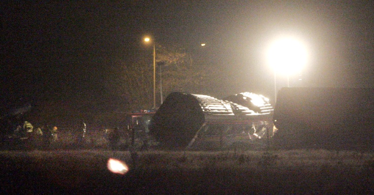General view of wreckage following a train crash near Newbury