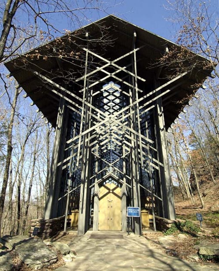 Thorncrown Chapel sits amid the trees in Eureka Springs, Ark.