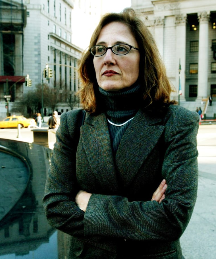 Rhonda Gaynier, a New York real-estate lawyer, talks about her ordeal with airline security, while in New York, Monday, Nov. 29, 2004. Gaynier says she was groped by a screener in Tampa, Fla., and is considering a lawsuit against the Transportation Security Administration. (AP Photo/Bebeto Matthews)