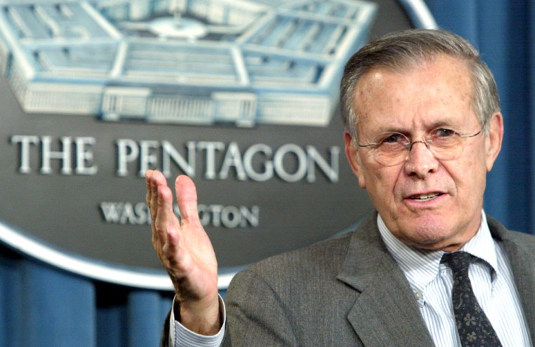 (FILE) Rumsfeld Stays On As Secretary Of Defense