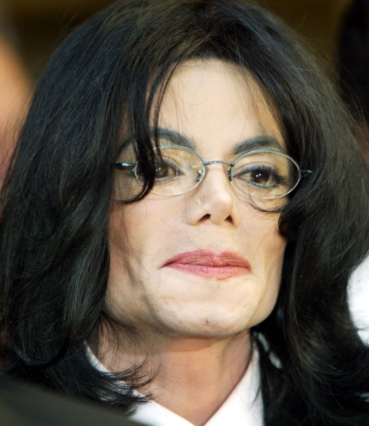 Michael Jackson file photo from arraignment in Santa Maria, California in April
