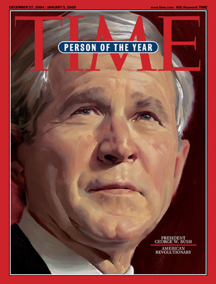 Time Magazine cover with President George W Bush as person of the year