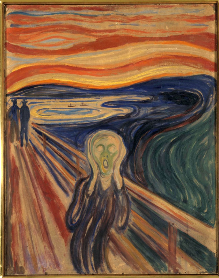 **  FILE ** This undated file photo shows the version of Edvard Munch's \"The Scream,\" which was stolen from the Munch Museum in Oslo, Norway, Aug. 22, 2004, was provided by the museum on Aug. 23, 2004. The painting, spirited away by bandits who stormed a Norwegian museum, joins more than 150,000 works of art that specialists say may never be found. (AP Photo/ Scanpix, Munch Museum, Sidsel de Jong, File)  ** NORWAY OUT NO SALES**