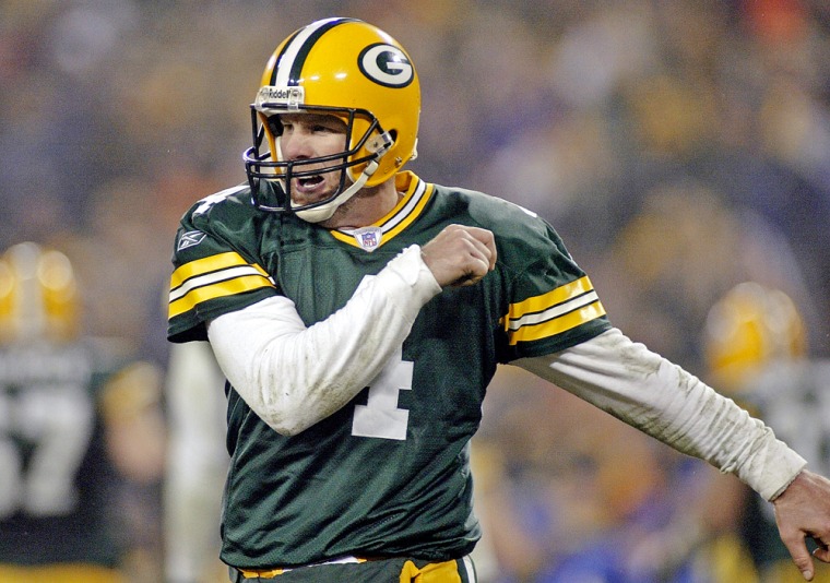 Green Bay Packers quarterback Brett Favre reacts after throwing an interception in the third quarter against the Vikings on Sunday.