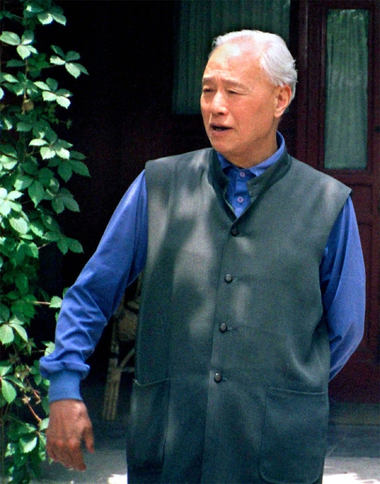File photo of purged Communist Party chief Zhao Ziyang posing in his home in Beijing