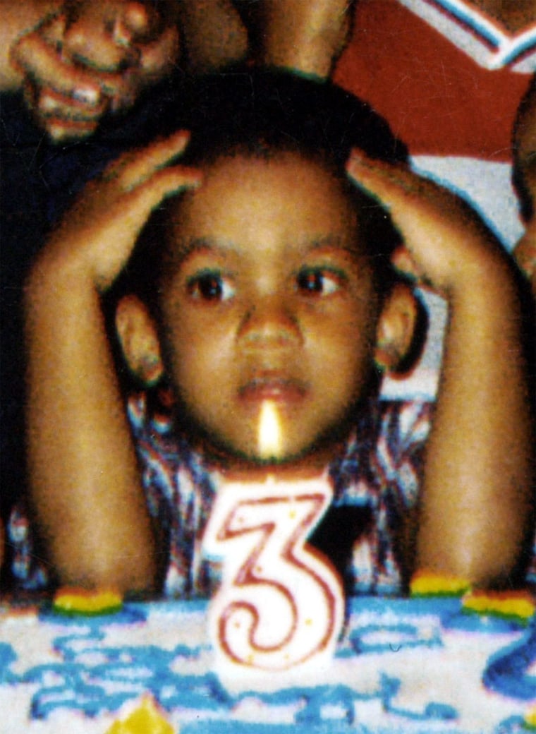 An August 2004 photo of Jeremy Rosario Milan at his third birthday party in Springfield, Mass. The picture was released by the family.