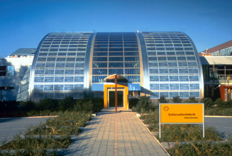 Shell's non-petroleum investments include this factory in Gelsenkirchen, Germany, that produces photovoltaic cell for solar power.