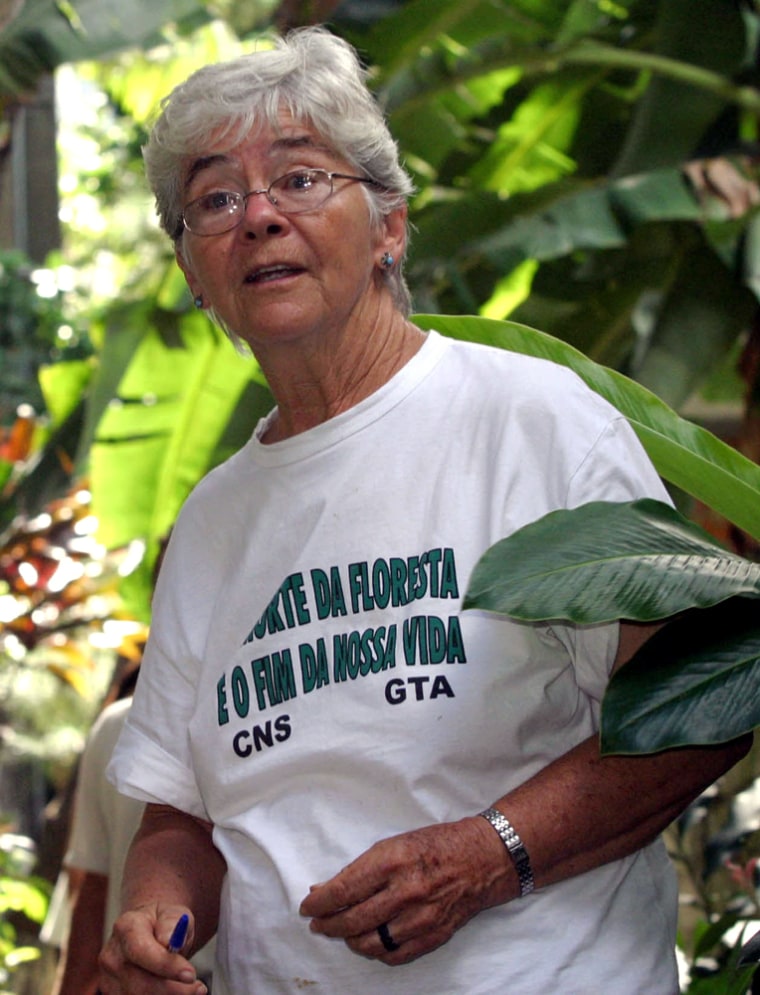 A file photo of Missionary sister Dorothy Stang in Brazil's Amazon