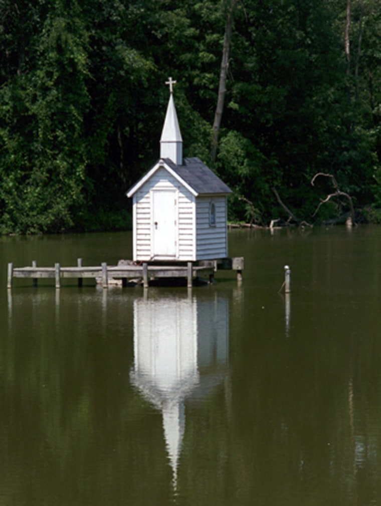 The world's smallest church? This structure resides on a tiny island in Oneida, New York.