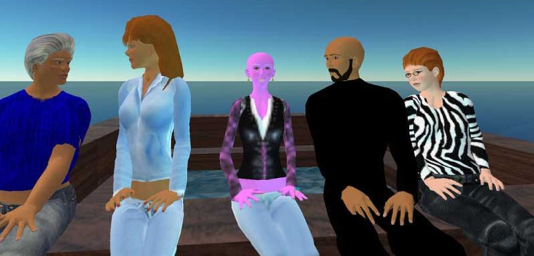 Inhabitants of the virtual world 'Brigadoon' mingle together at one of the island's meeting places. The online game offers people with Asperger Syndrome an opportunity to practice their social skills.