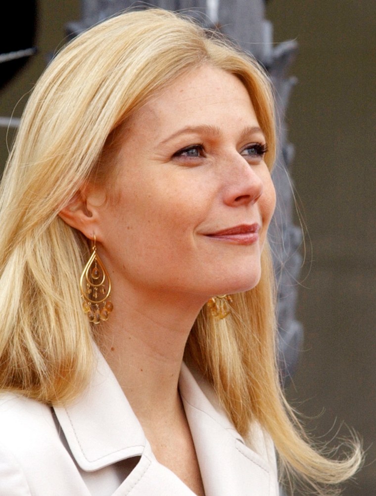 Actress Gwyneth Paltrow arrives for a live MTV television show on Rome's Pincio Terrace overlooking St. Peter's Basilica, Wednesday Nov. 10, 2004. Paltrow is in Rome to promote her latest film \"Sky Captain and the World of Tomorrow\" co-starring Jude law and Angelina Jolie, opening in Italy Friday Nov. 12, 2004. (AP Photo/Corrado Giambalvo)