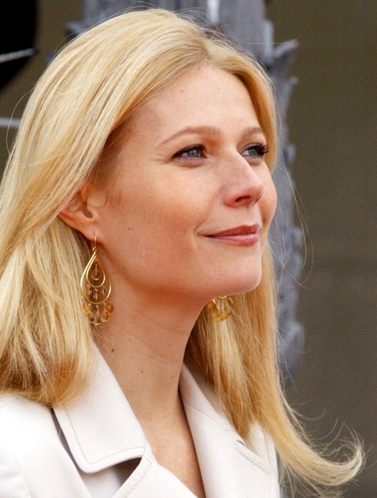 Actress Gwyneth Paltrow arrives for a live MTV television show on Rome's Pincio Terrace overlooking St. Peter's Basilica, Wednesday Nov. 10, 2004. Paltrow is in Rome to promote her latest film \"Sky Captain and the World of Tomorrow\" co-starring  Jude law and Angelina Jolie, opening in Italy Friday Nov. 12, 2004. (AP Photo/Corrado Giambalvo)