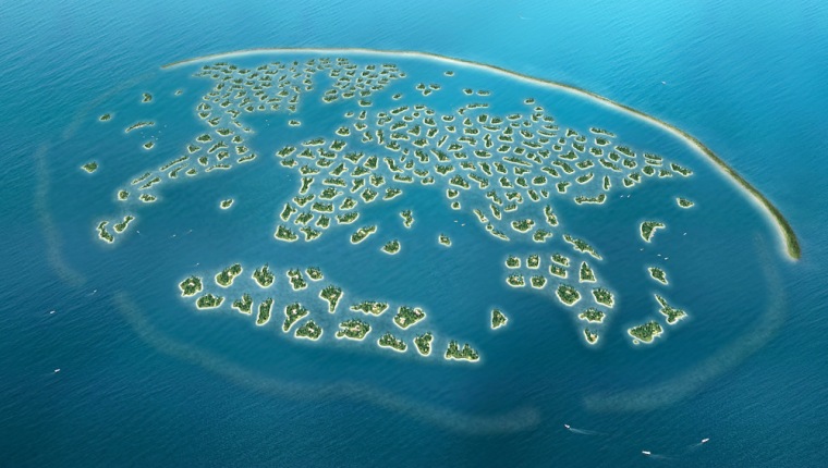 This illustration shows that "The World," a collection of 300 man-made islands off the United Arab Emirates, is intended to look like its name when completed by 2008.