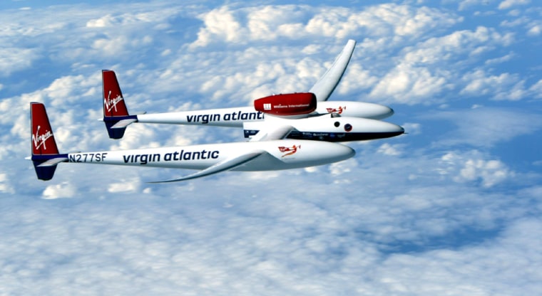 Steve Fossett's Virgin Atlantic GlobalFlyer passes over the Atlas Mountains in Morocco
