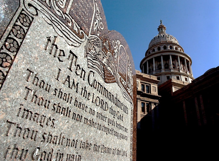 This tablet of the Ten Commandments, located at the Texas Capitol Building in Austin, is at the heart of a case decided Monday by the U.S. Supreme Court.