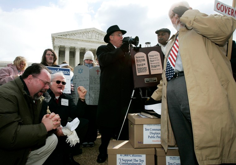 Christian Groups Rally At The Supreme Court To Support The Ten Commandments