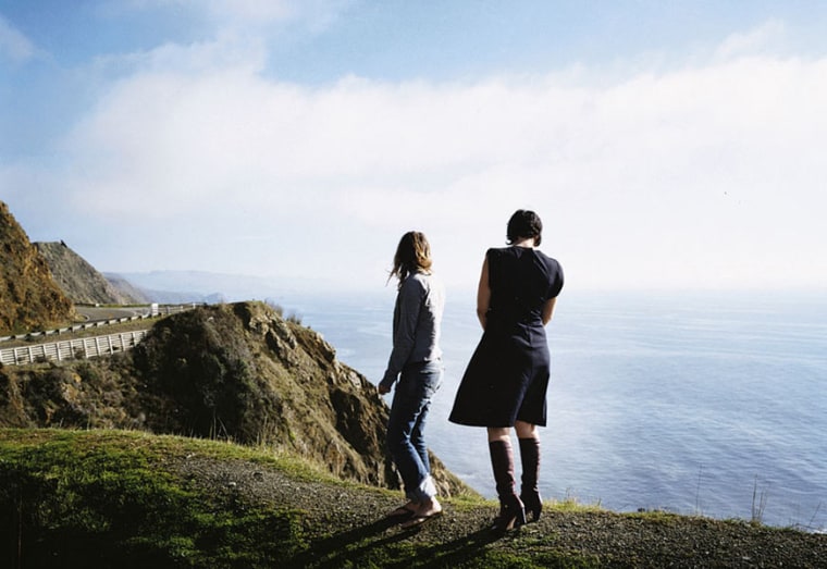 Windblown visitors on Highway 1 near Bodega Bay
