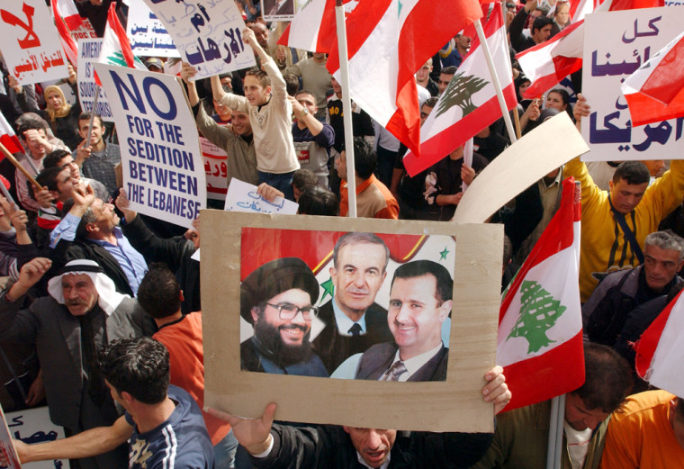 Lebanese Pro-Syrian Supporters Demonstrate In Beirut