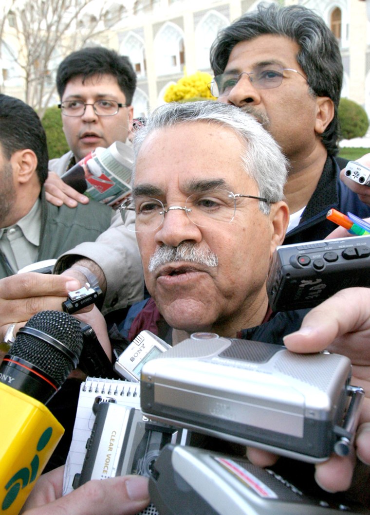 Saudi Arabian Oil Minister Naimi  speaks with  journalists at Abassi hotel before start of OPEC Conference in Isfahan