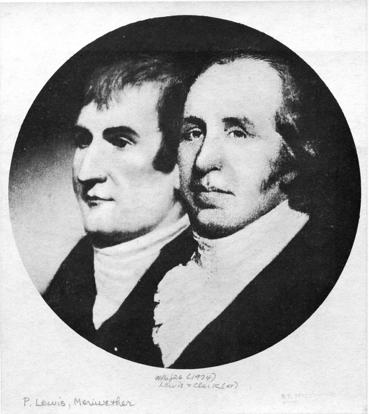An undated photo of a portrait of explorers Meriwether Lewis, left, and William Clark.