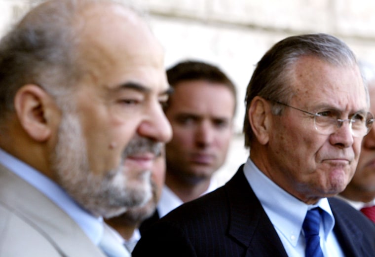 Donald Rumsfeld Meets Ibrahim Jaafari In Baghdad
