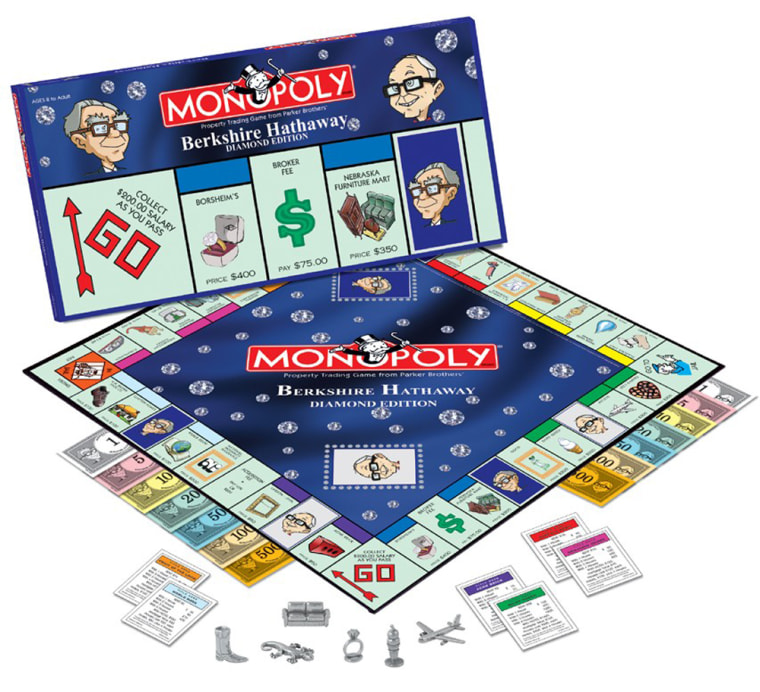 This photo shows a special edition of the “Monopoly” board game featuring Warren Buffett and his Berkshire Hathaway companies that will be unveiled next week, in conjunction with Buffett's annual shareholder meeting in Omaha, Neb.