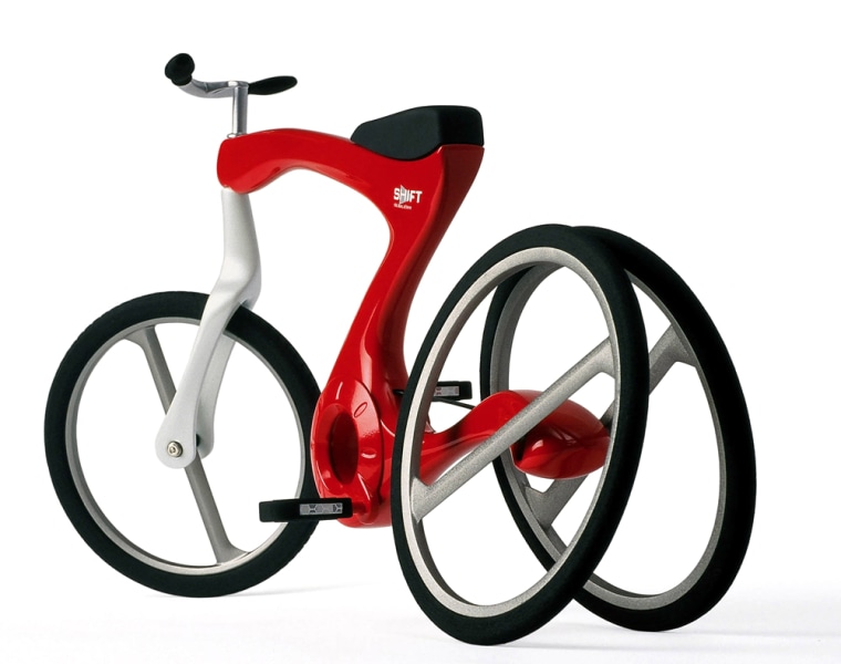 The 16-inch-wheel SHIFT bike transforms from a tricycle to a bicycle as a rider pedals.