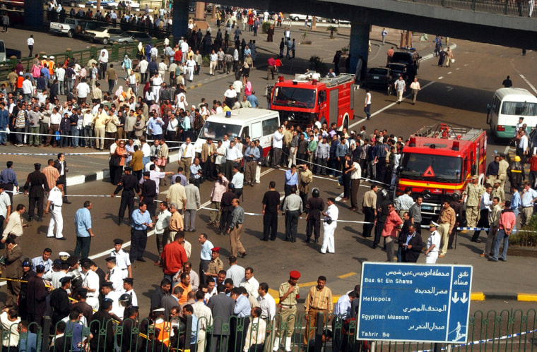 The site where an explosion occurred in Cairo, Egypt, is seen here on Saturday. 